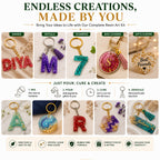 Jinoyal Resin Art Starter Kit with Epoxy Resin, Alphabet Mould, mica Powder  & Keychain Accessories