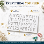 Jinoyal Alphabet & Number Silicone Resin Mould | Letter & Number Epoxy Casting Mould for DIY Crafts