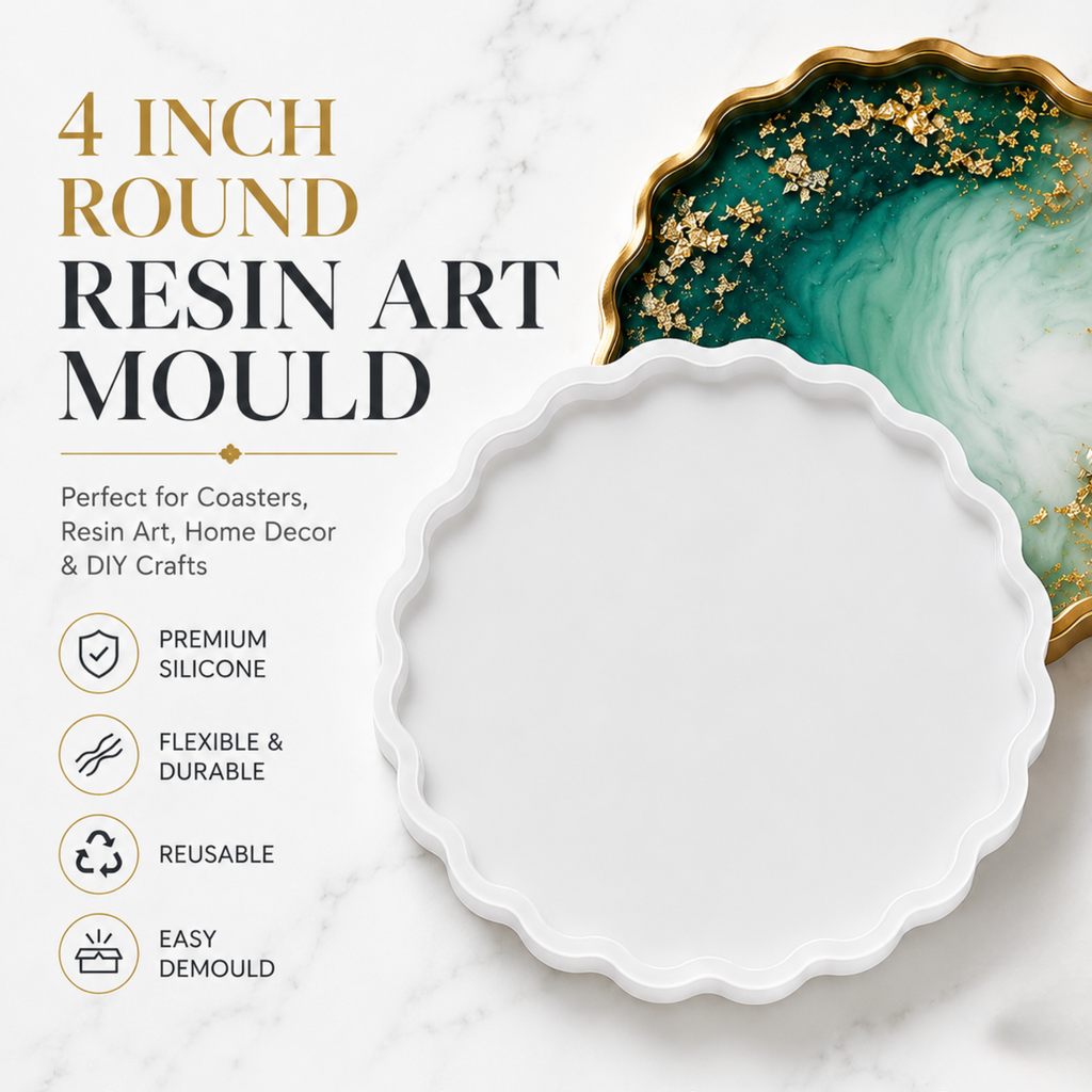 Jinoyal 4 Inch Round Silicone Resin Art Mould for Epoxy, Soap & DIY Crafts