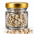 Jinoyal Gold & Crystal White Decorative Cone and Round Stones for Resin Art, Craft, Embroidery & Jewellery Making