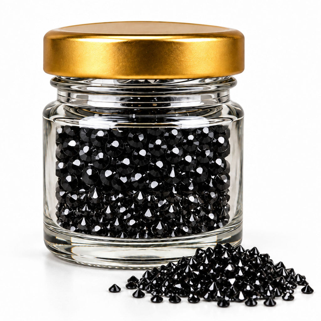 Jinoyal Black Cubic One Side Cone Stones 0.2mm for Resin Art, Craft, Embroidery & Jewellery Making