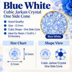 Jinoyal Blue White Cubic One Side Cone Stones 0.1mm for Resin Art, Craft, Embroidery & Jewellery Making