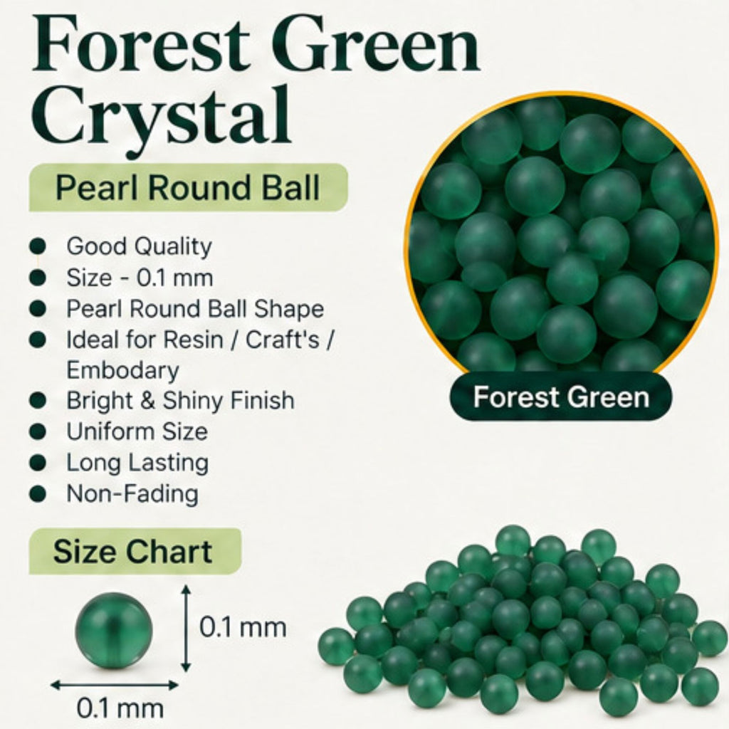 Jinoyal Forest Green Mica Powder 0.1mm Round Shape for Resin Art, Craft, Jewellery, DIY & Decorative Projects