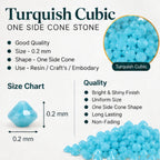 Jinoyal Turquoise Cubic One Side Cone Stones 0.2mm for Resin Art, Craft, Embroidery & Jewellery Making