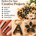 Jinoyal Black Cubic One Side Cone Stones 0.2mm for Resin Art, Craft, Embroidery & Jewellery Making