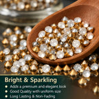 Jinoyal Gold & Crystal White Decorative Cone and Round Stones for Resin Art, Craft, Embroidery & Jewellery Making