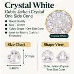 Jinoyal Crystal White Cubic Jarkan One Side Cone Stones 0.1mm for Resin Art, Craft, Embroidery & Jewellery Making