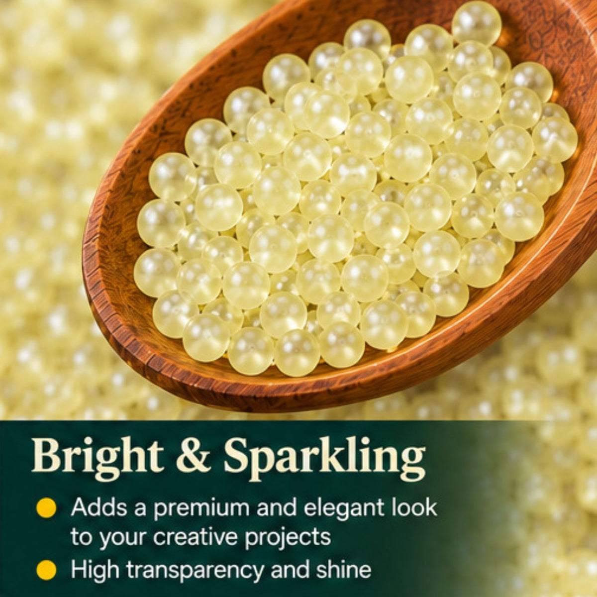 Jinoyal Lemon Yellow Pearl Round Ball Stones 0.1mm for Resin Art, Craft, Embroidery & Jewellery Making