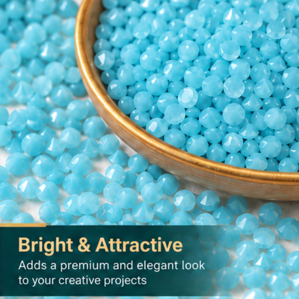 Jinoyal Turquoise Cubic One Side Cone Stones 0.2mm for Resin Art, Craft, Embroidery & Jewellery Making