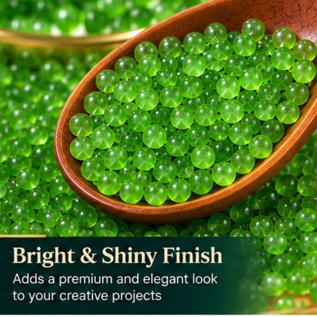 Jinoyal Parrot Green Pearl Round Ball Stones 0.1mm for Resin Art, Craft, Embroidery & Jewellery Making