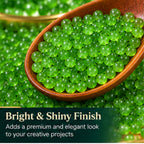 Jinoyal Parrot Green Pearl Round Ball Stones 0.1mm for Resin Art, Craft, Embroidery & Jewellery Making