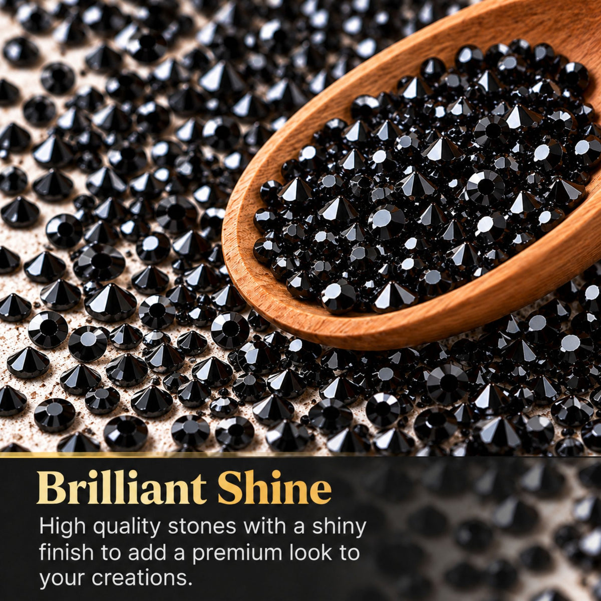 Jinoyal Black Cubic One Side Cone Stones 0.2mm for Resin Art, Craft, Embroidery & Jewellery Making
