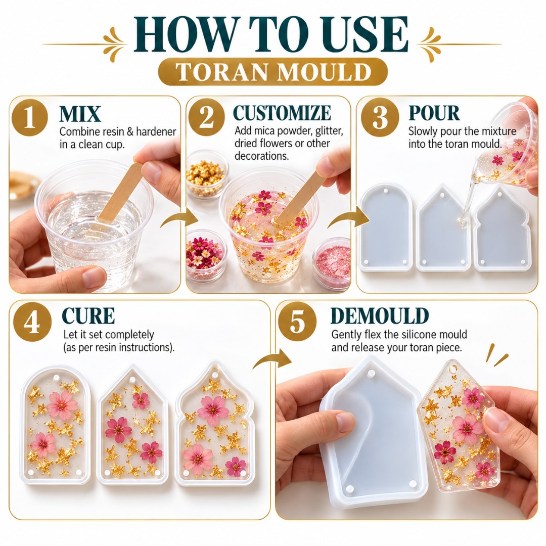 JINOYAL Toran Silicone Mould for Resin Art | 3 Shape Hanging Door Decor Mould for DIY Home Decoration & Crafts