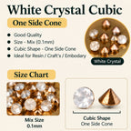 Jinoyal Gold & Crystal White Decorative Cone and Round Stones for Resin Art, Craft, Embroidery & Jewellery Making