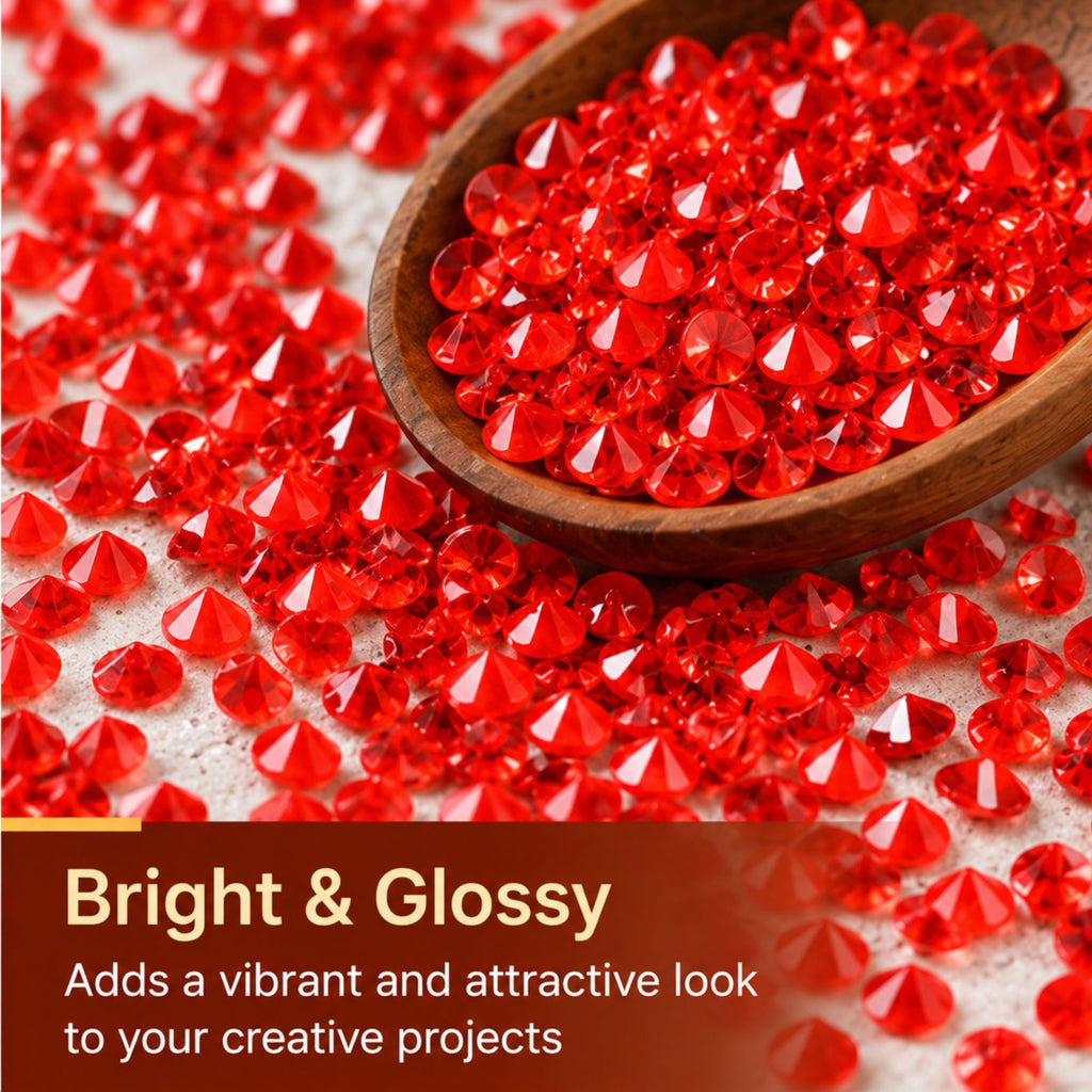Jinoyal Redish Orange Cubic One Side Cone Stones 2mm for Resin Art, Craft, Embroidery & Jewellery Making