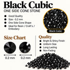 Jinoyal Black Cubic One Side Cone Stones 0.2mm for Resin Art, Craft, Embroidery & Jewellery Making