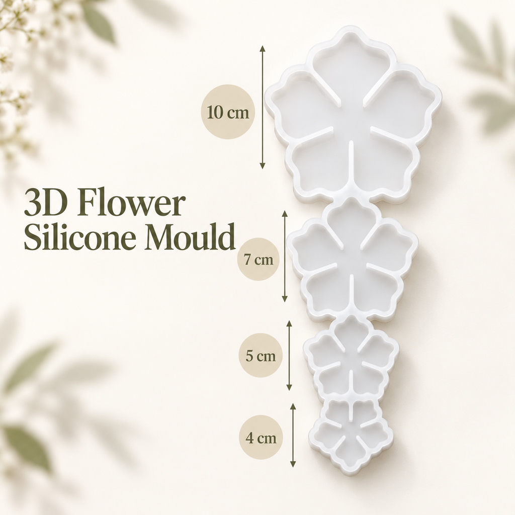 Jinoyal 4 in 1 3D Leaf Flower Silicone Mould for Epoxy Resin Art Coasters Rangoli Tealight Holders Home Décor and DIY Crafts