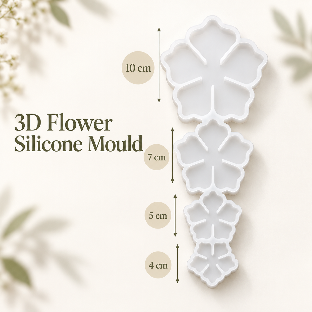 Jinoyal 4 in 1 3D Leaf Flower Silicone Mould for Epoxy Resin Art Coasters Rangoli Tealight Holders Home Décor and DIY Crafts