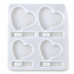 Jinoyal 4 Cavity Heart Photo Frame Silicone Resin Mould with Stand for Epoxy Resin Art Couple Gifts Table Décor Car Dashboard and DIY Crafts