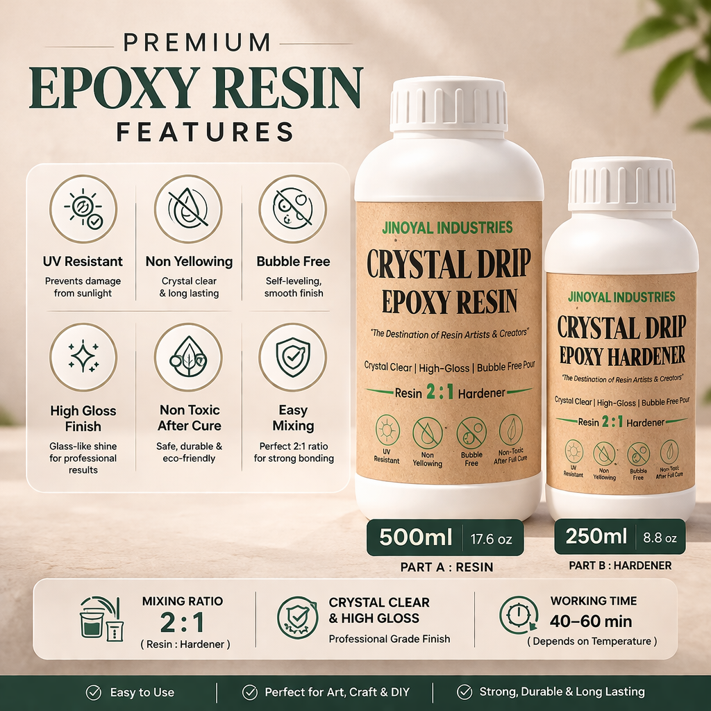 Crystal Drip Epoxy Resin Kit – Bubble Free, High Gloss, Non-Yellowing (2:1 Mix) 750ml