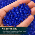 Jinoyal Deep Royal Blue Pearl Round Ball Stones 1mm for Resin Art, Craft, Embroidery & Jewellery Making