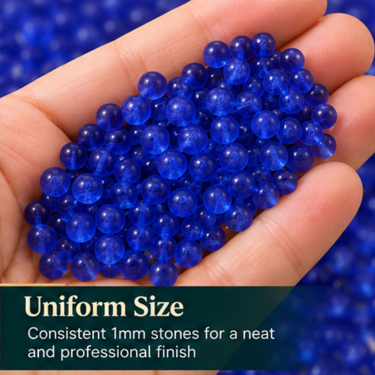 Jinoyal Deep Royal Blue Pearl Round Ball Stones 1mm for Resin Art, Craft, Embroidery & Jewellery Making
