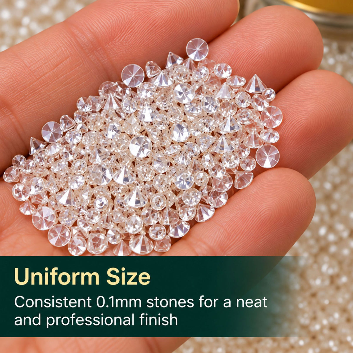 Jinoyal Off White Cubic Jarkan Crystal 0.1mm One Side Cone for Resin Art, Craft, Embroidery & Jewellery Making