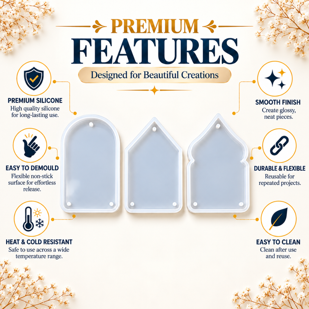 JINOYAL Toran Silicone Mould for Resin Art | 3 Shape Hanging Door Decor Mould for DIY Home Decoration & Crafts