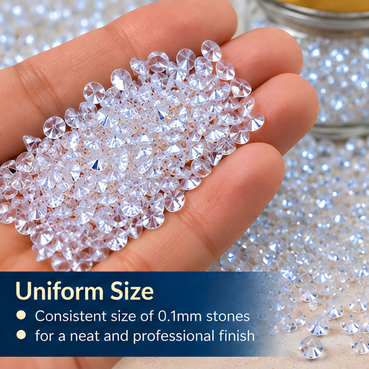 Jinoyal Blue White Cubic One Side Cone Stones 0.1mm for Resin Art, Craft, Embroidery & Jewellery Making