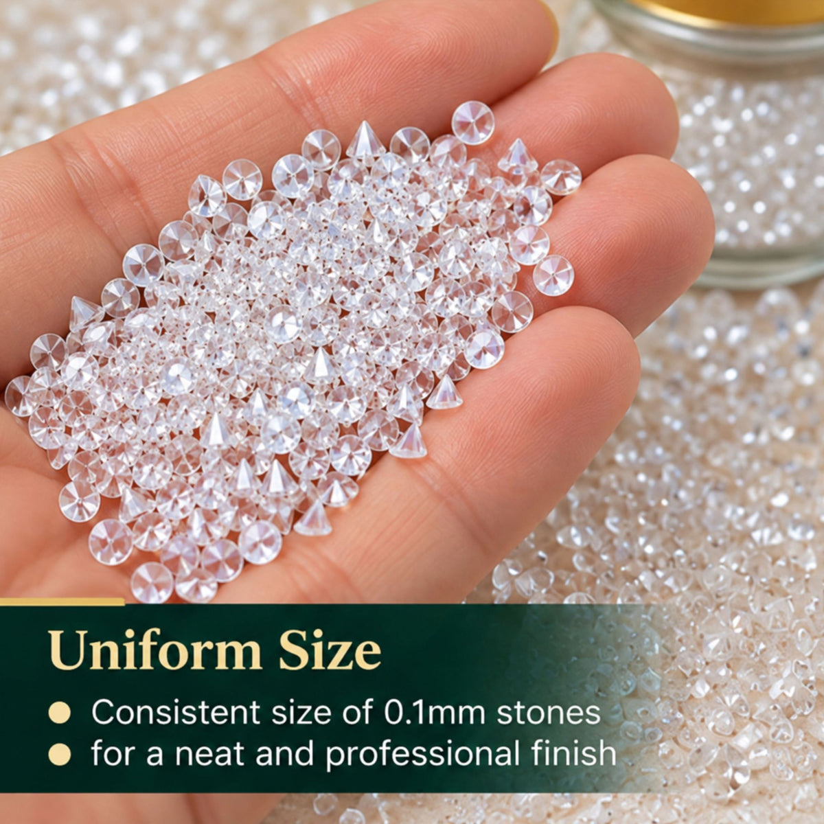 Jinoyal Crystal White Cubic Jarkan One Side Cone Stones 0.1mm for Resin Art, Craft, Embroidery & Jewellery Making
