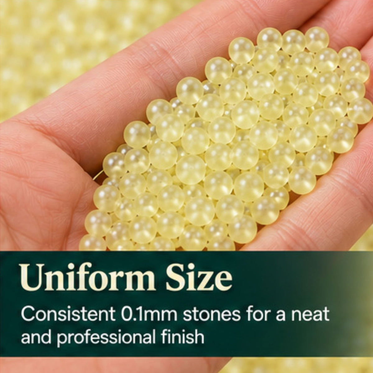 Jinoyal Lemon Yellow Pearl Round Ball Stones 0.1mm for Resin Art, Craft, Embroidery & Jewellery Making