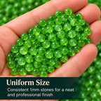Jinoyal Parrot Green Pearl Round Ball Stones 0.1mm for Resin Art, Craft, Embroidery & Jewellery Making