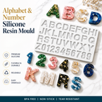 Jinoyal Alphabet & Number Silicone Resin Mould | Letter & Number Epoxy Casting Mould for DIY Crafts