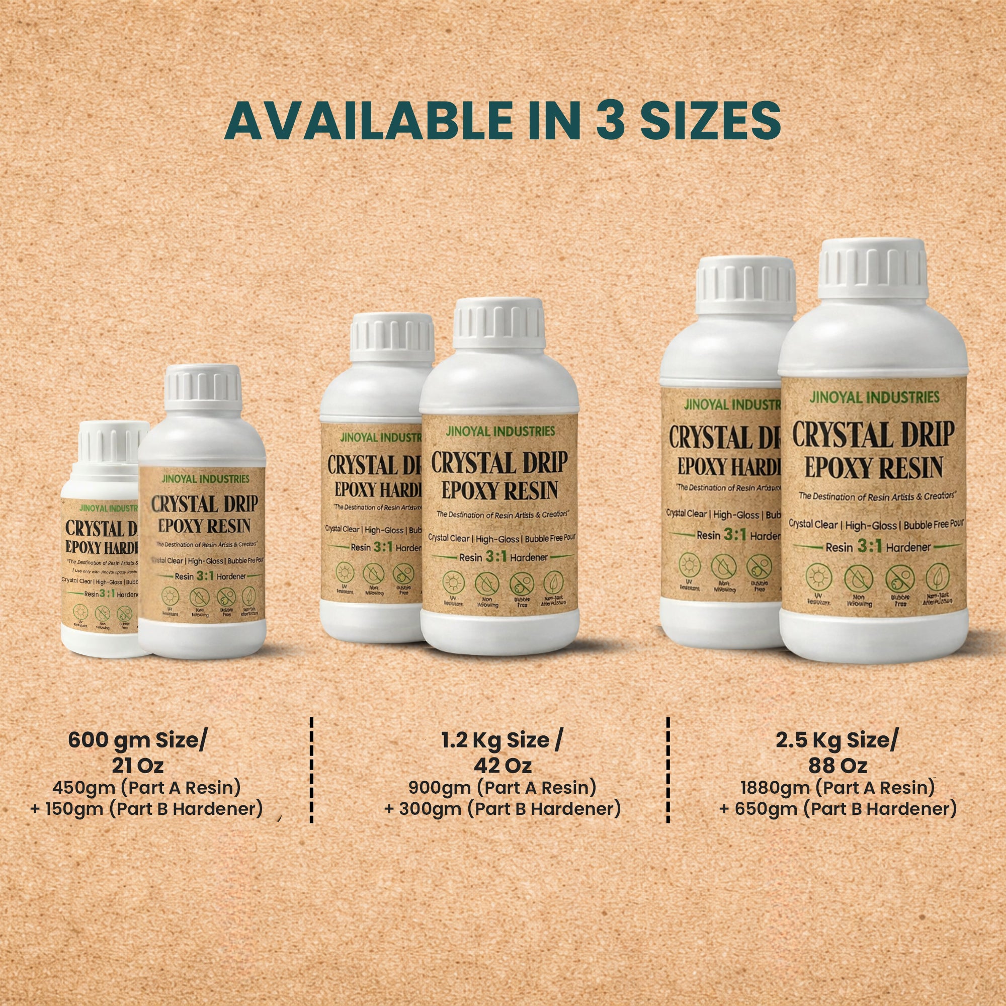 Epoxy Resin Hardener – Crystal Clear, Bubble Free Finish Non-Yellowing (3:1 Mix) 1.2L