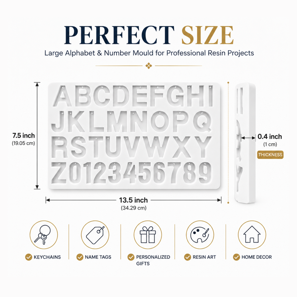 Jinoyal Alphabet & Number Silicone Resin Mould | Letter & Number Epoxy Casting Mould for DIY Crafts
