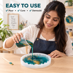 Jinoyal 8 Inch Agate Circle Silicone Mould for Epoxy Resin Art Flower Preservation Wall Clock Photo Frame Pooja Thali Serving Tray and DIY Home Décor