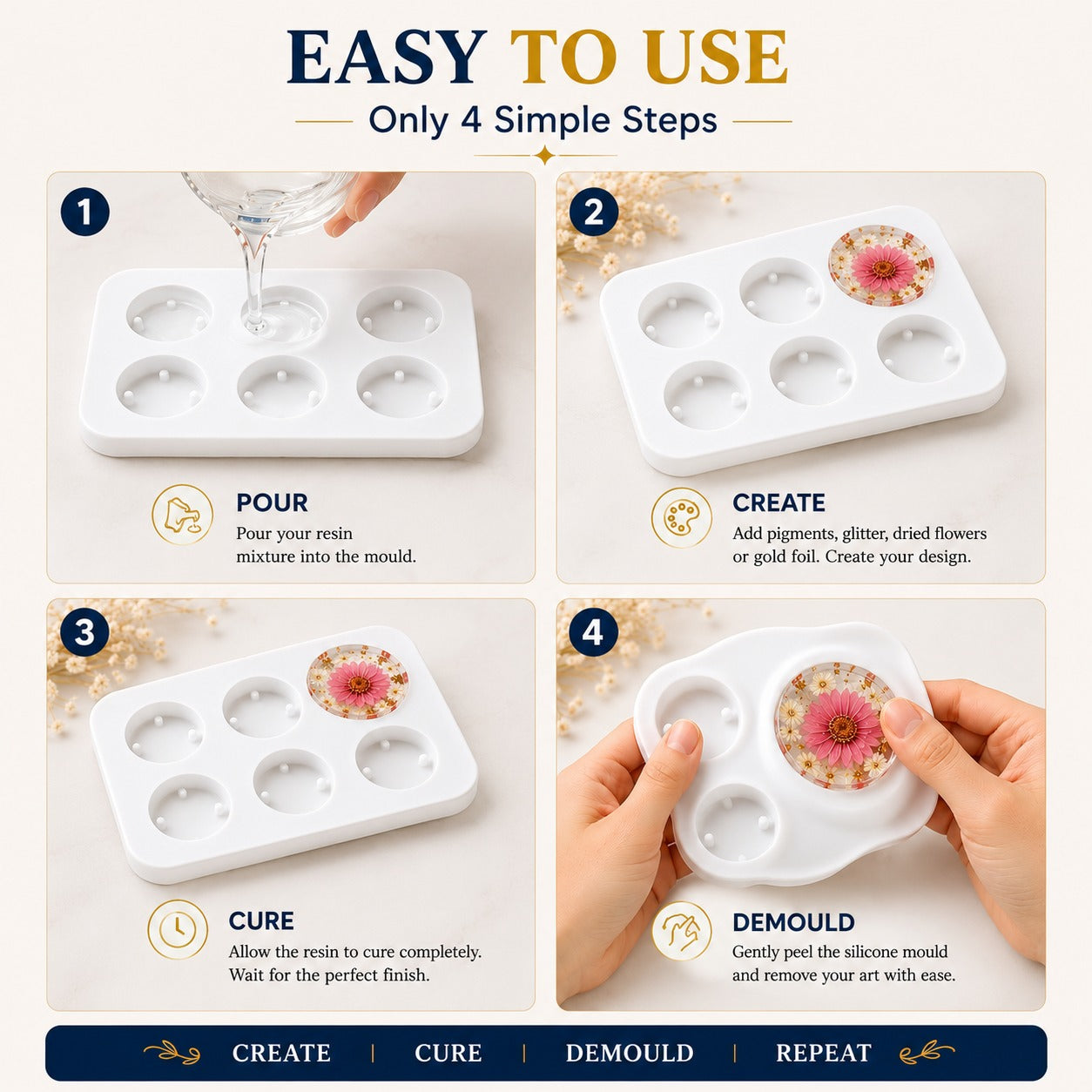 Jinoyal Round Rakhi Silicone Resin Mould | Circular Raksha Bandhan Epoxy Mould for DIY Rakhi Making