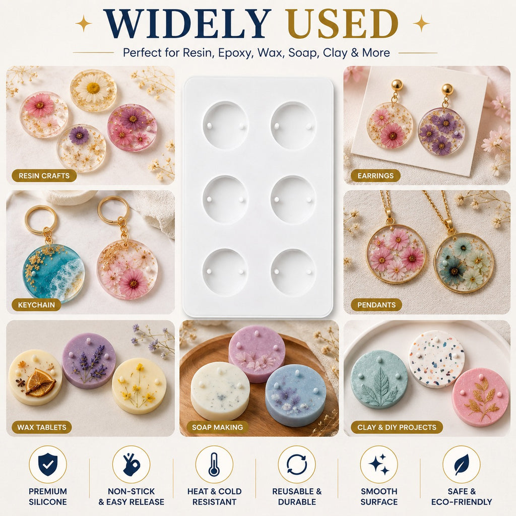 Jinoyal Round Rakhi Silicone Resin Mould | Circular Raksha Bandhan Epoxy Mould for DIY Rakhi Making