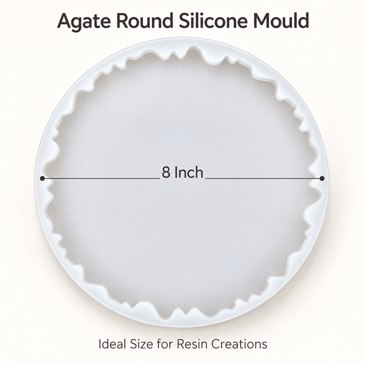 Jinoyal 8 Inch Agate Circle Silicone Mould for Epoxy Resin Art Flower Preservation Wall Clock Photo Frame Pooja Thali Serving Tray and DIY Home Décor