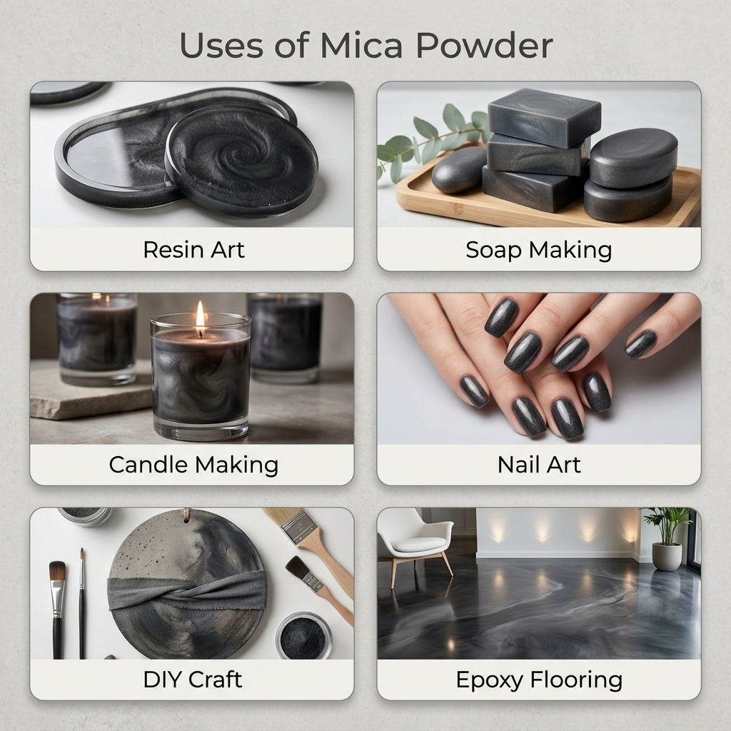 Ash Black | Mica Powder for Resin Art, Soap & Candle Making | Non-Toxic