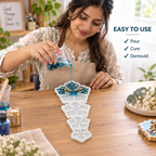 Jinoyal 4 in 1 3D Leaf Flower Silicone Mould for Epoxy Resin Art Coasters Rangoli Tealight Holders Home Décor and DIY Crafts