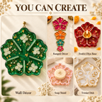 Jinoyal 4 in 1 3D Leaf Flower Silicone Mould for Epoxy Resin Art Coasters Rangoli Tealight Holders Home Décor and DIY Crafts
