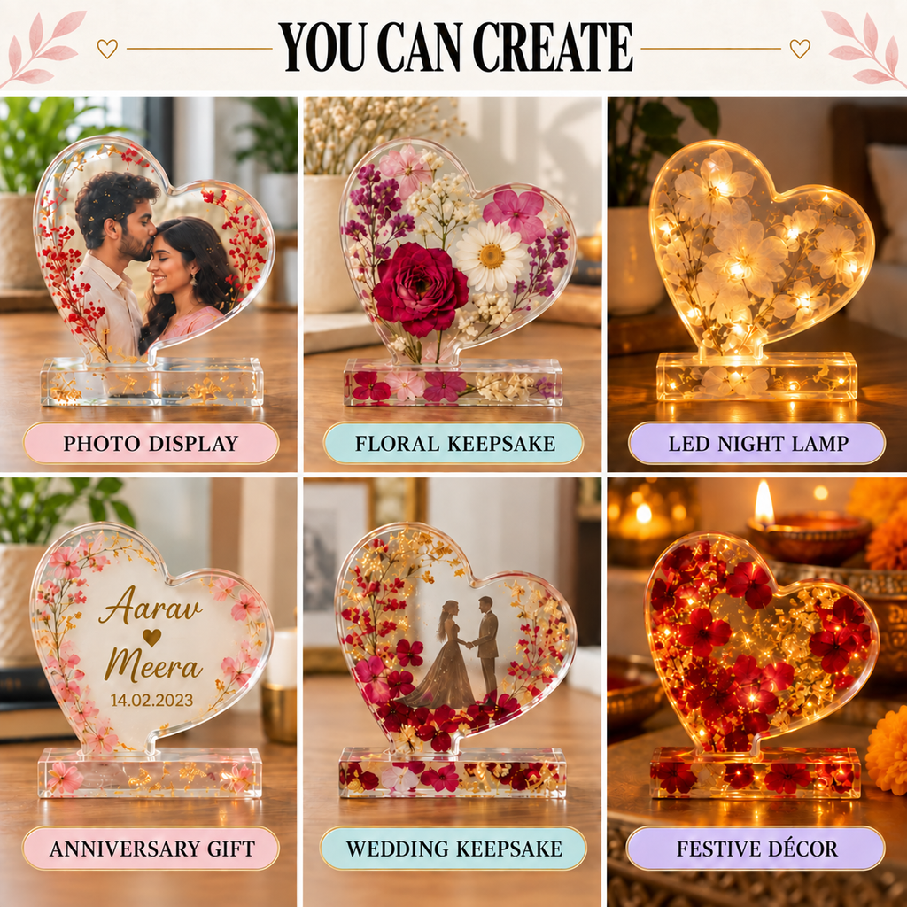 Jinoyal 4 Cavity Heart Photo Frame Silicone Resin Mould with Stand for Epoxy Resin Art Couple Gifts Table Décor Car Dashboard and DIY Crafts