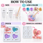 Jinoyal 4 Cavity Heart Photo Frame Silicone Resin Mould with Stand for Epoxy Resin Art Couple Gifts Table Décor Car Dashboard and DIY Crafts