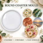 Jinoyal 4 Inch Round Silicone Mould for Epoxy Resin Art Coasters Mini Trays Photo Frames Flower Preservation Tealight Holders and DIY Crafts